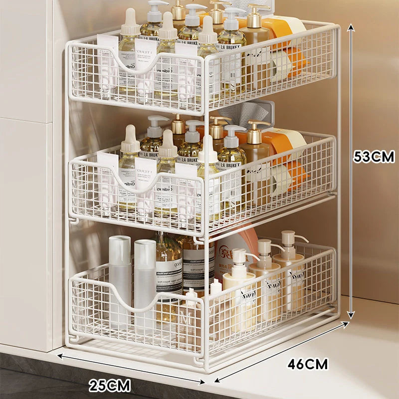 Cabinet Organizer Pull-Out Mesh Drawers Powder-Coated Steel