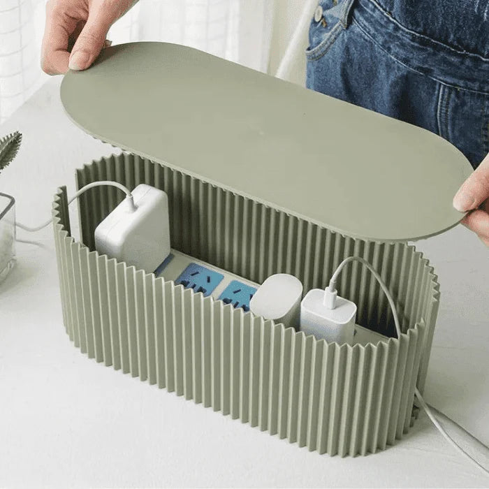 Cable Management Box Plastic Conceals Cables & Power Strips