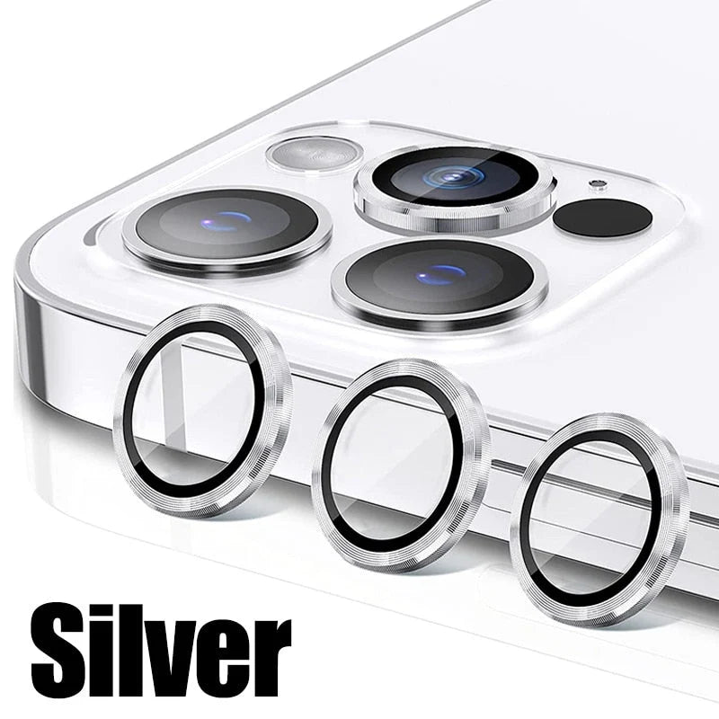 Camera Lens Protector Scratch-Resistant Clear Glass & Aluminum Alloy Ring