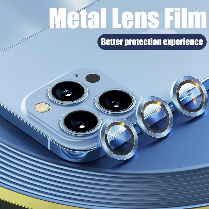 Camera Lens Protector Scratch-Resistant Clear Glass & Aluminum Alloy Ring