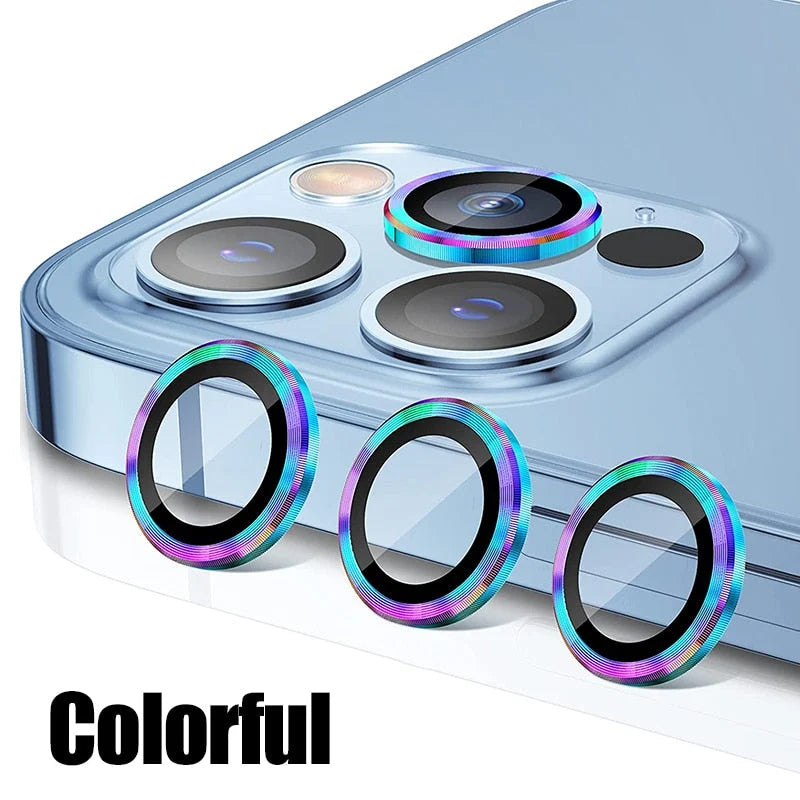 Camera Lens Protector Scratch-Resistant Clear Glass & Aluminum Alloy Ring