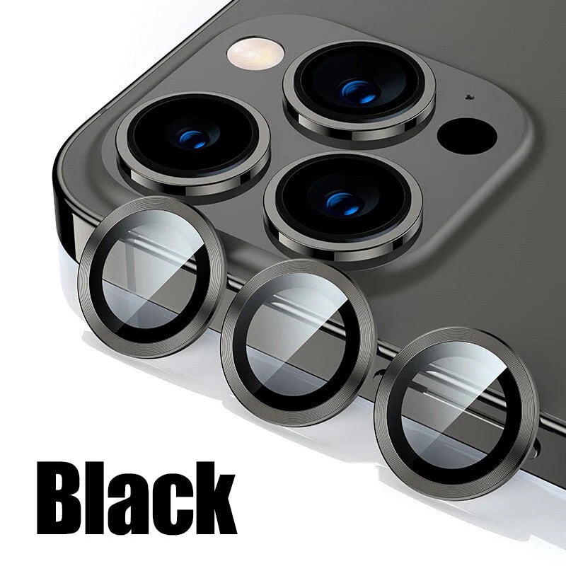 Camera Lens Protector Scratch-Resistant Clear Glass & Aluminum Alloy Ring