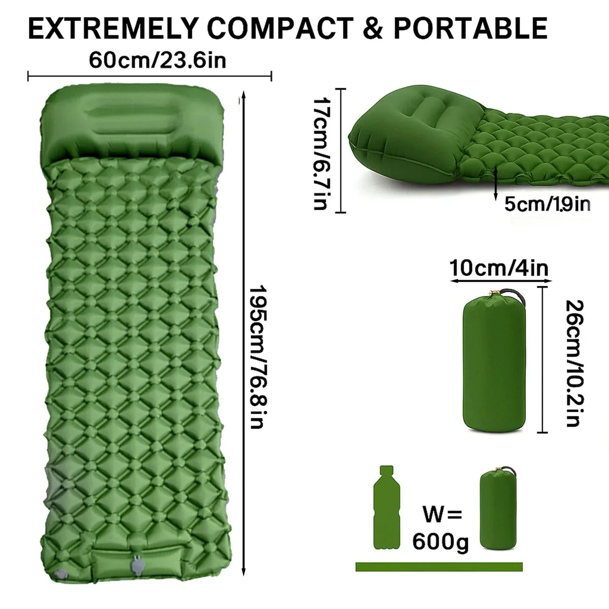 Camping Air Mattress Ultralight Honeycomb Quick Inflate
