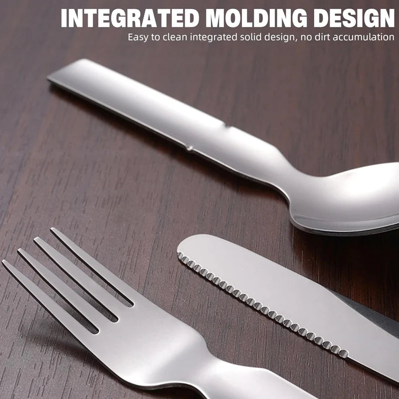 Camping Cutlery Set Foldable 4-In-1 Stainless Steel
