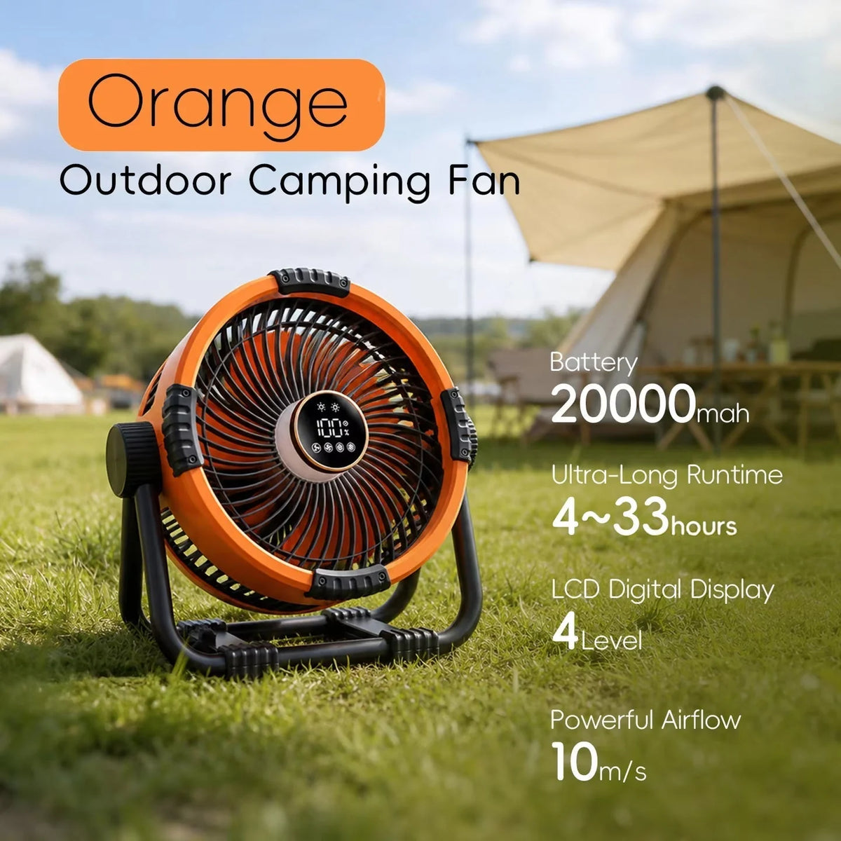 Camping Fan Turbo Airflow LED Light & USB-C Power Bank