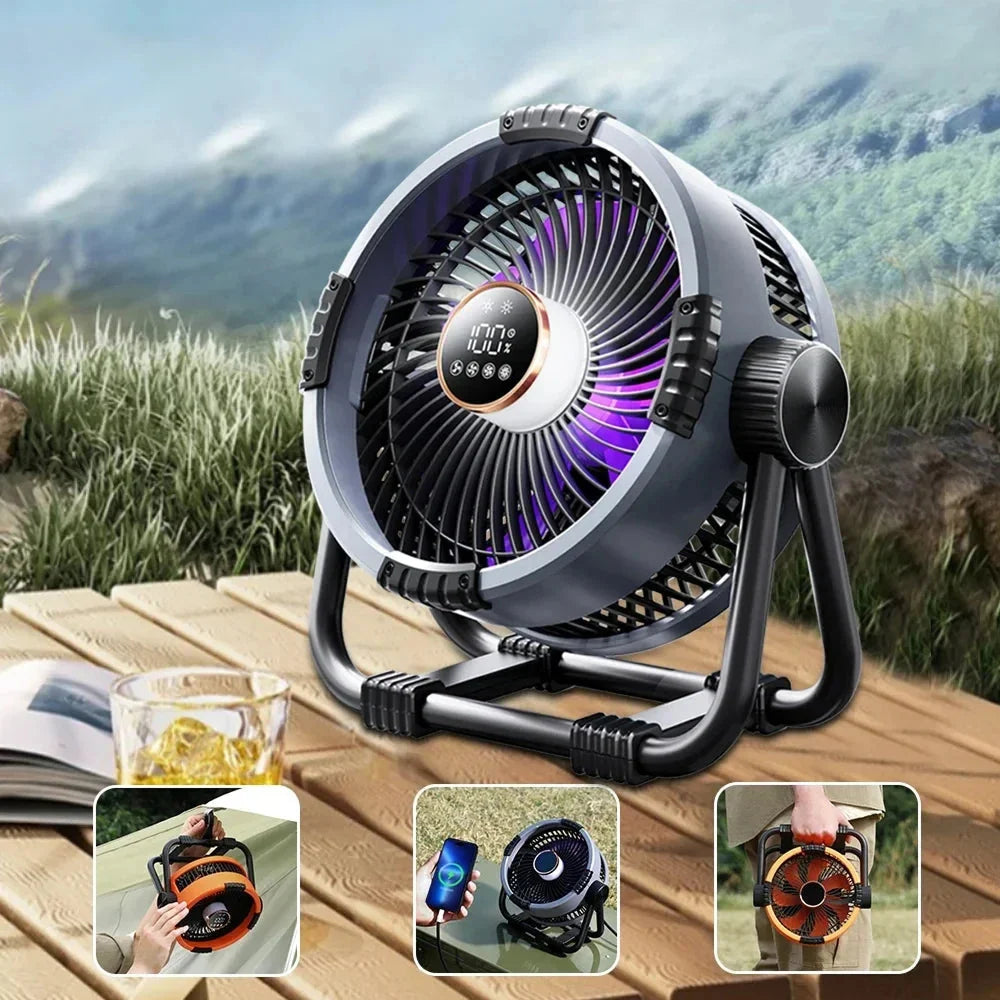 Camping Fan Turbo Airflow LED Light & USB-C Power Bank