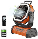Camping Fan USB Rechargeable 20000mAh LED Light & Hanging Hook