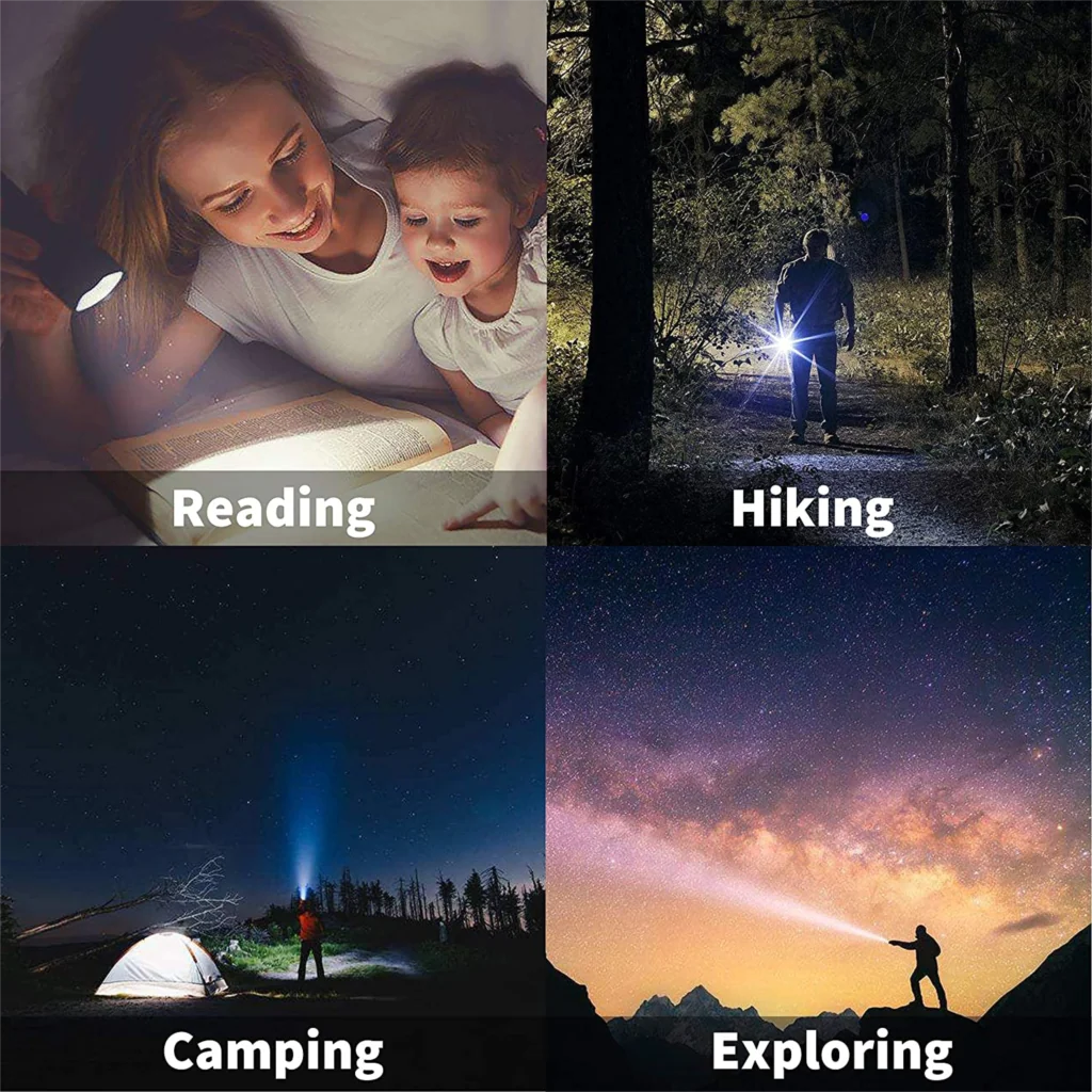Camping Flashlight 7000 Lumens Zoomable USB Rechargeable
