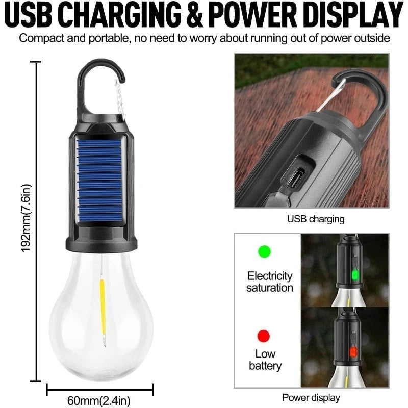 Camping Lantern Solar & USB Rechargeable 3 Brightness Modes