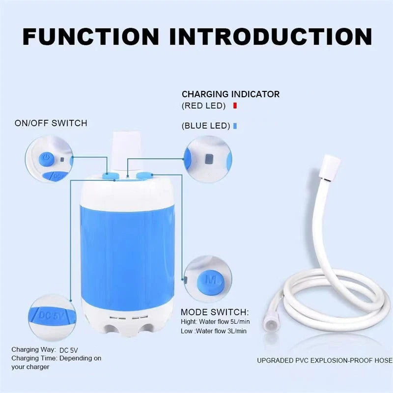 Camping Shower Rechargeable Dual Spray Waterproof