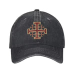 Cap Jerusalem Cross Graphic Washed Cotton Adjustable Buckle Closure