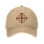 Cap Jerusalem Cross Graphic Washed Cotton Adjustable Buckle Closure