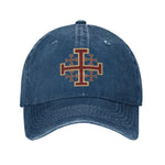 Cap Jerusalem Cross Graphic Washed Cotton Adjustable Buckle Closure