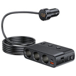 Car Adapter 7-In-1 3x12V Sockets & 4 USB Ports