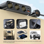 Car Adapter 7-In-1 3x12V Sockets & 4 USB Ports