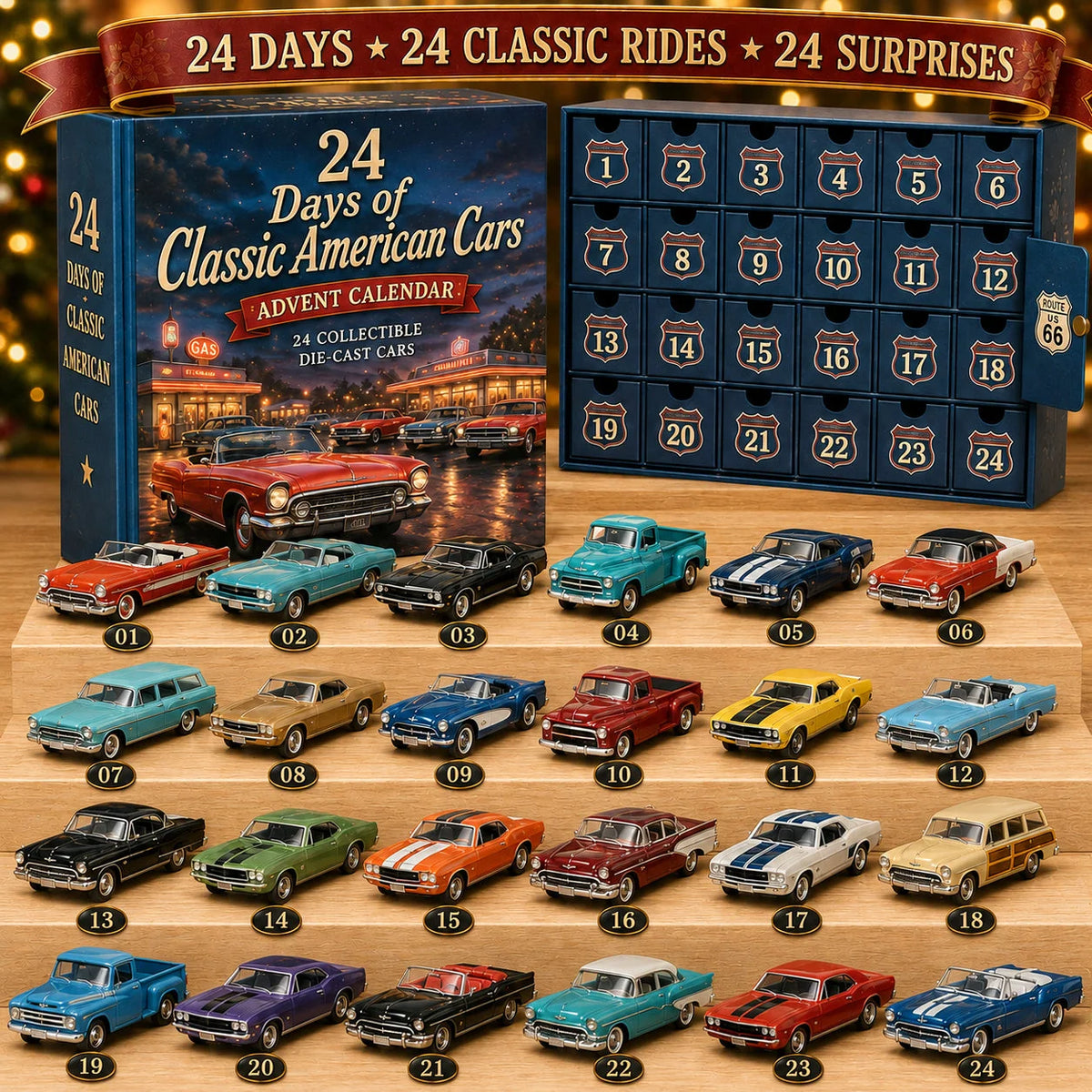 Car Advent Calendar 24 Classic American Miniatures