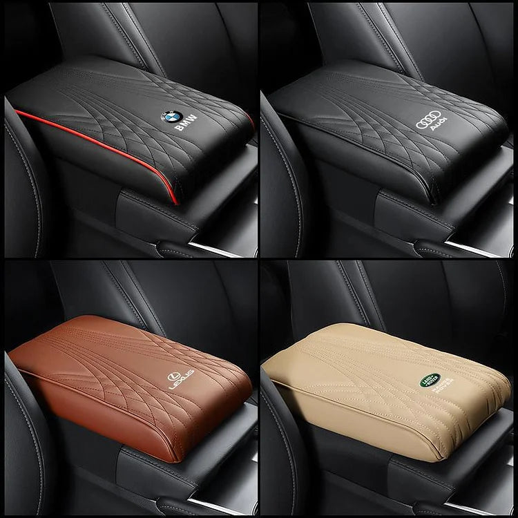 Car Armrest Cushion Memory Foam Water-Resistant Faux Leather