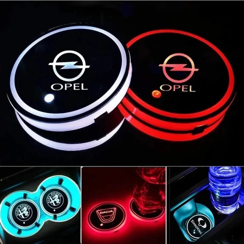 Car Coaster Set 2-Piece LED Motion-Activated USB-Rechargeable