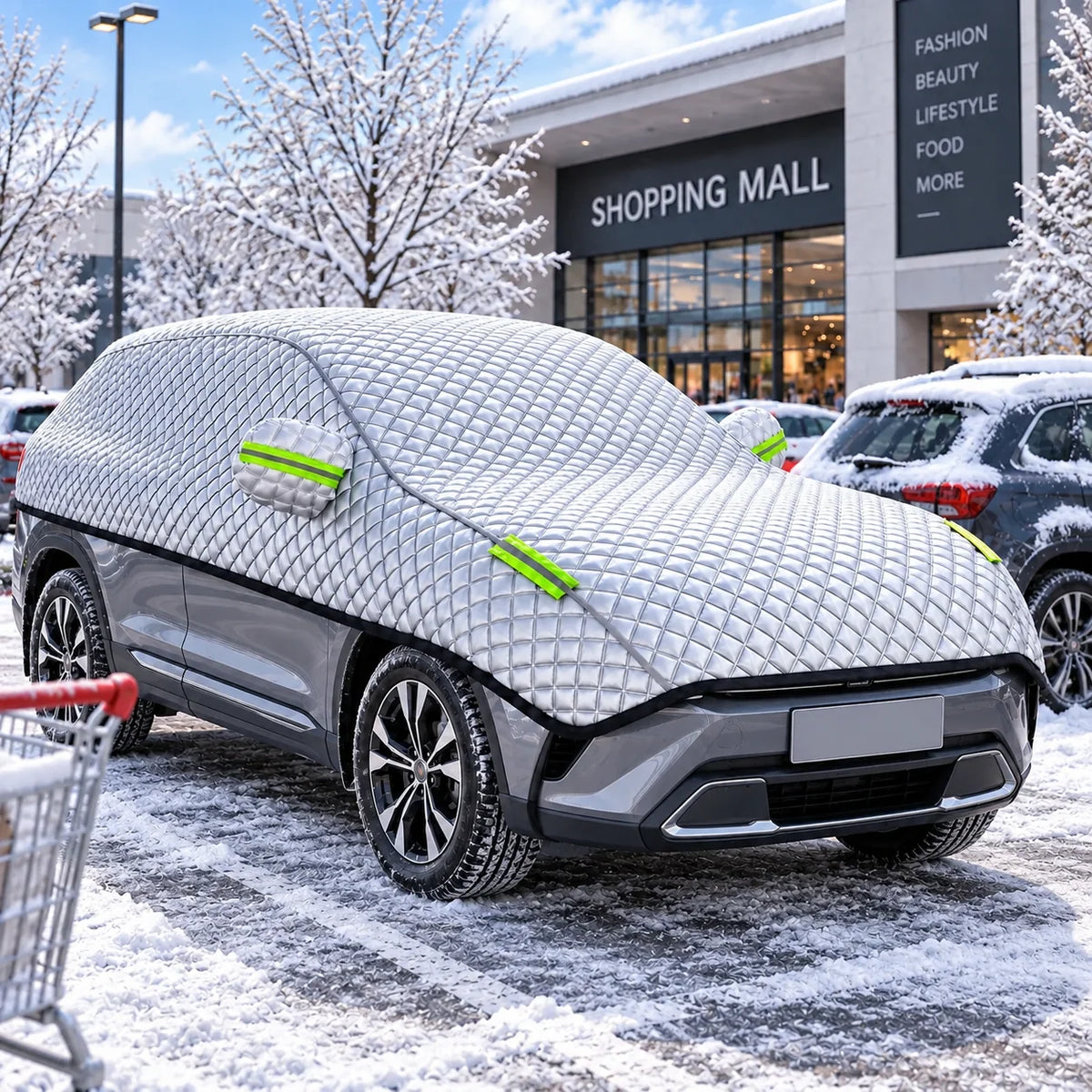 Car Cover PEVA Full-Vehicle Winter Protection 10 Elastic Straps