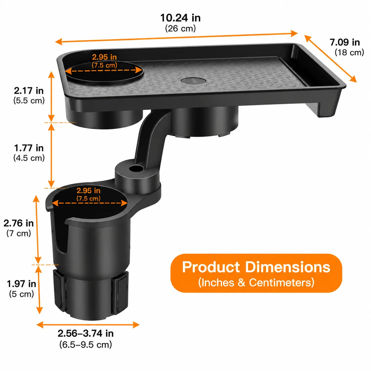 Car Cup Holder Tray 360° Rotating Extra Cup Holder