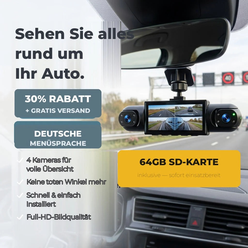 Car Dash Cam 360° Coverage Infrared Night Vision GPS Time Sync