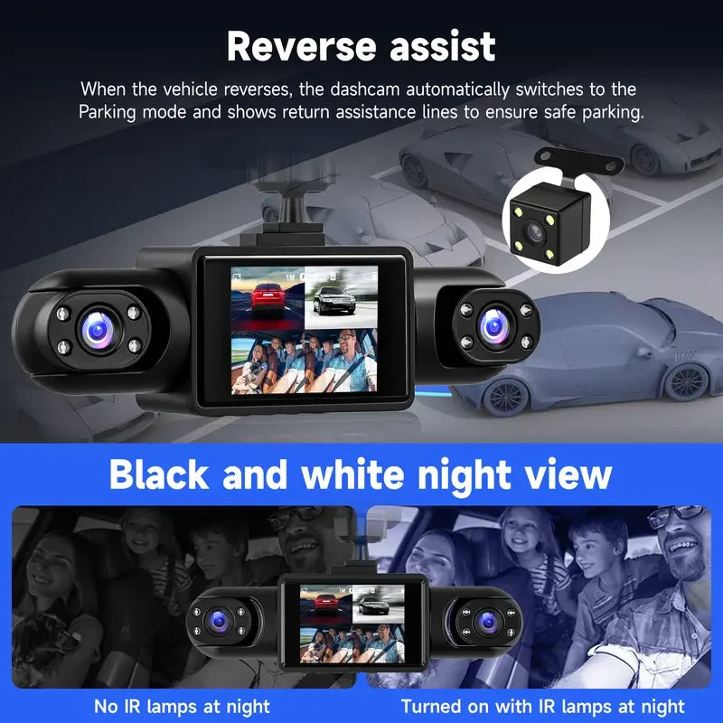 Car Dash Camera 4-Channel Infrared Night Vision Wi-Fi