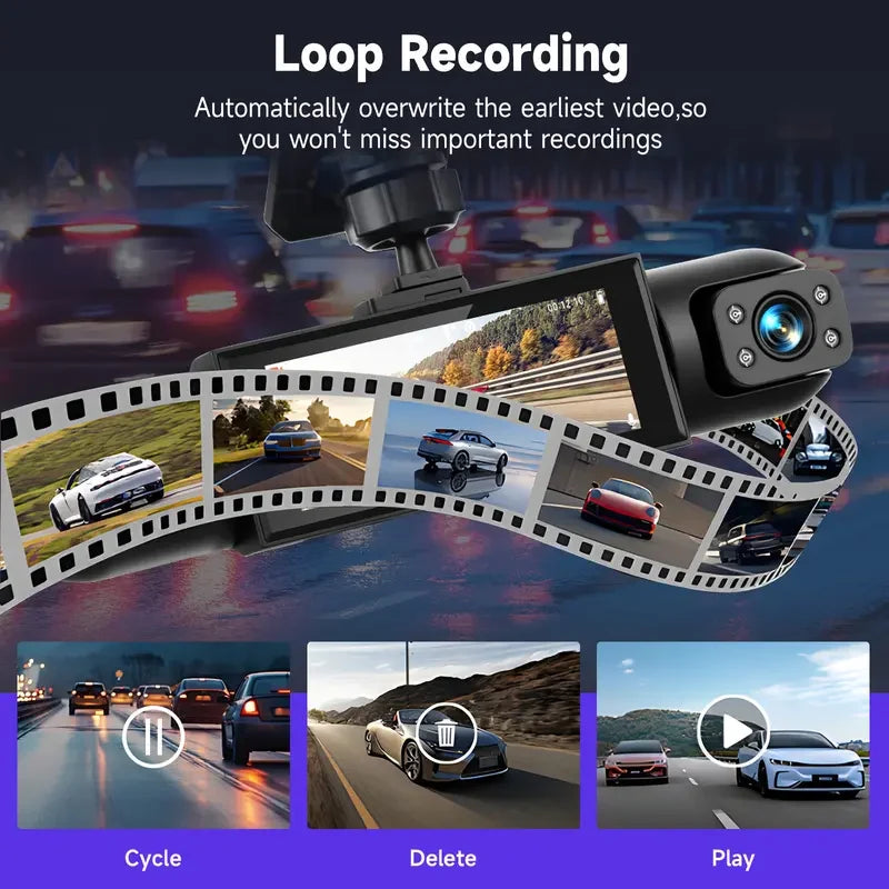 Car Dash Camera 4-Channel Infrared Night Vision Wi-Fi