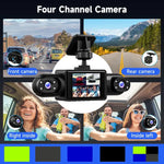 Car Dash Camera 4-Channel Infrared Night Vision Wi-Fi