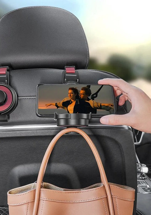 Car Headrest Hook 3-In-1 Tool-Free Universal
