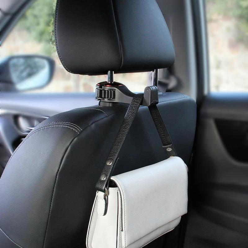 Car Headrest Phone Holder 360° Swivel & Bag Hanger