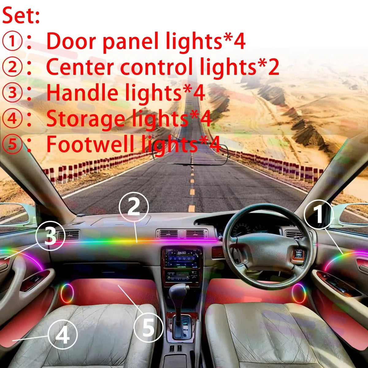 Car Interior LED Strip Lights RGB Music Sync