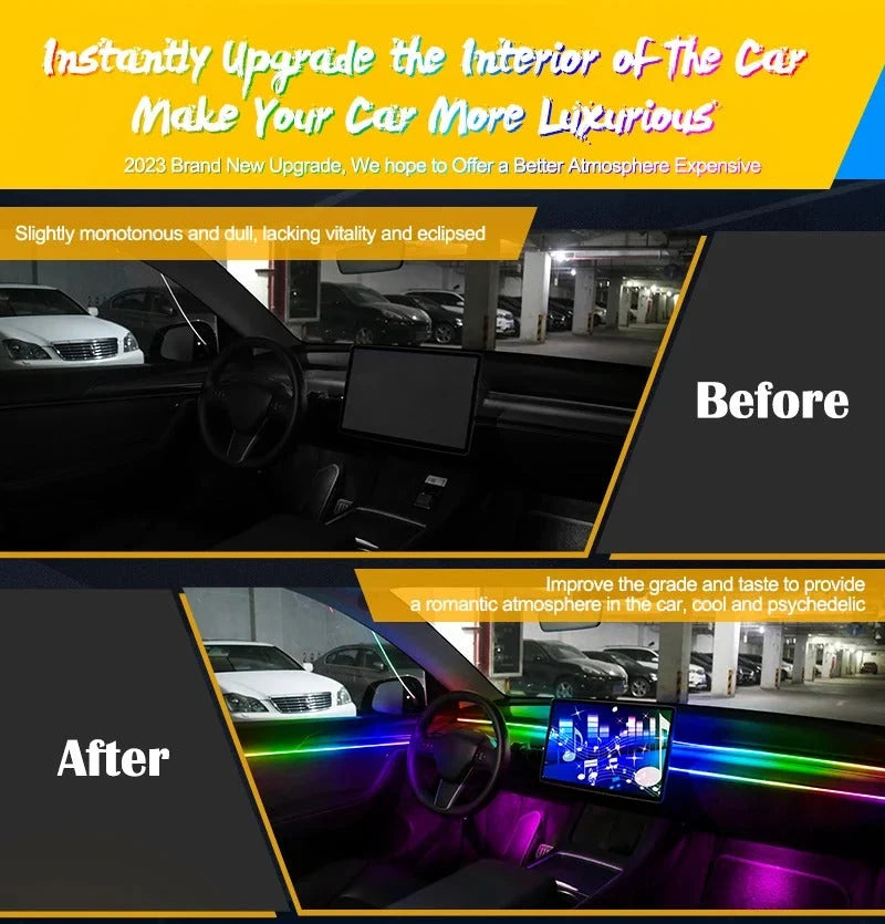 Car LED Strip Lights RGB Music-Sync Self-Adhesive