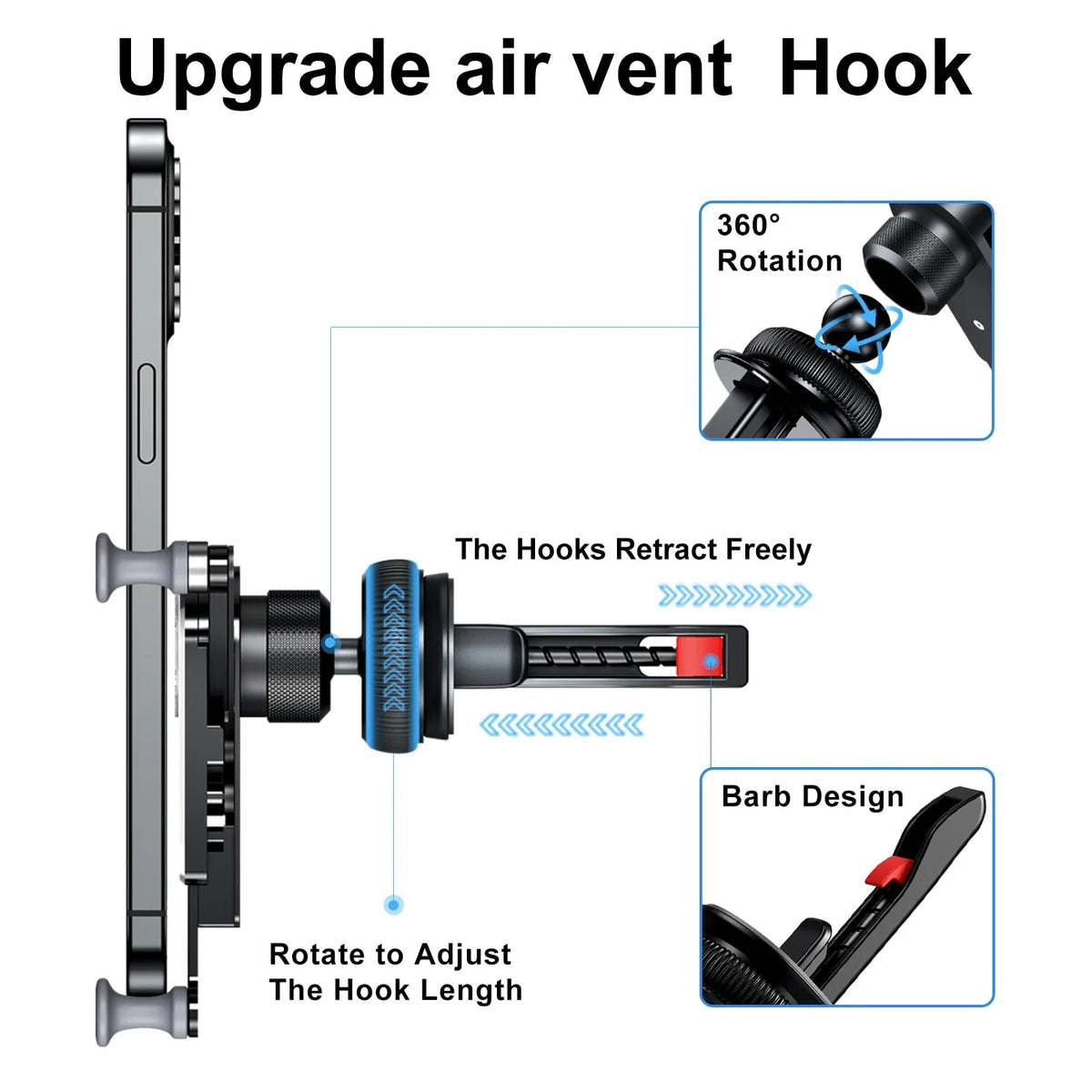 Car Phone Holder Automatic Locking Rotatable Air Vent Mount