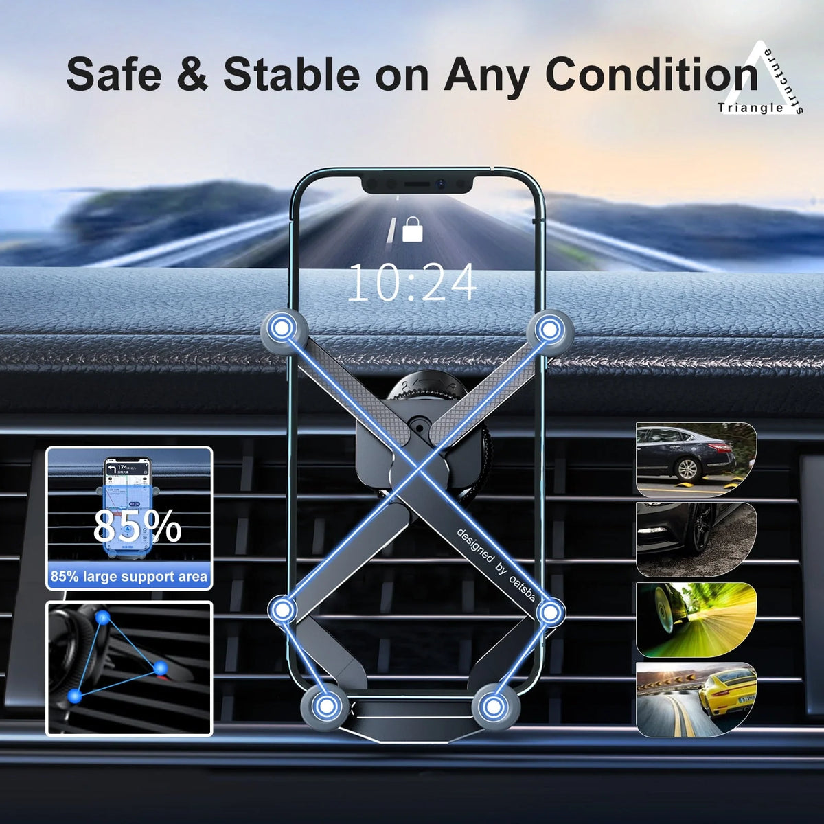 Car Phone Holder Automatic Locking Rotatable Air Vent Mount