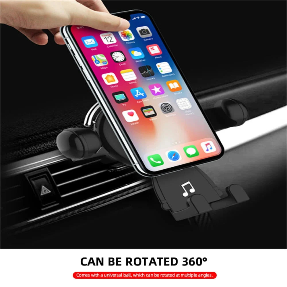 Car Phone Holder Gravity Clamp 360° Rotating One-Handed Operation