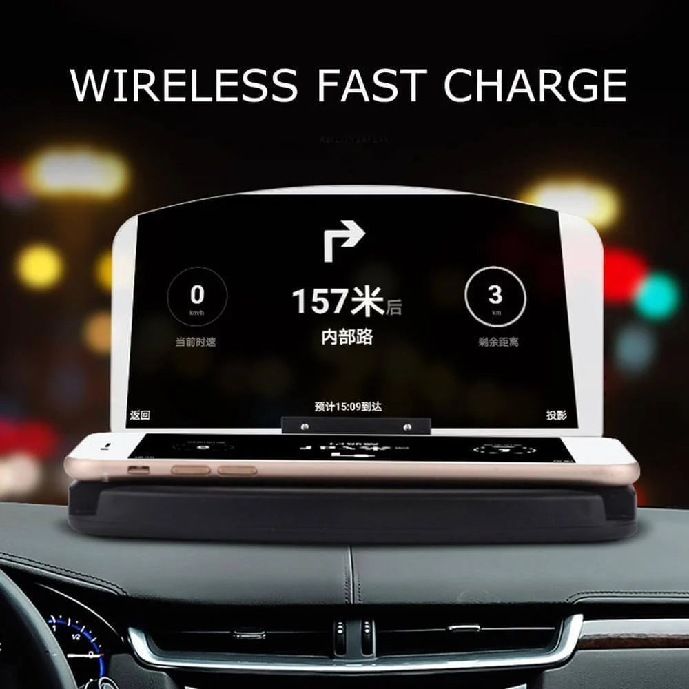 Car Phone Holder Head-Up Navigation Display Wireless Charging