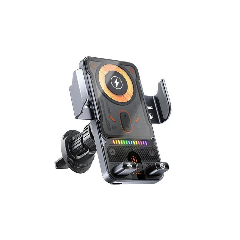 Car Phone Mount 15W Wireless Charging Auto Rotation