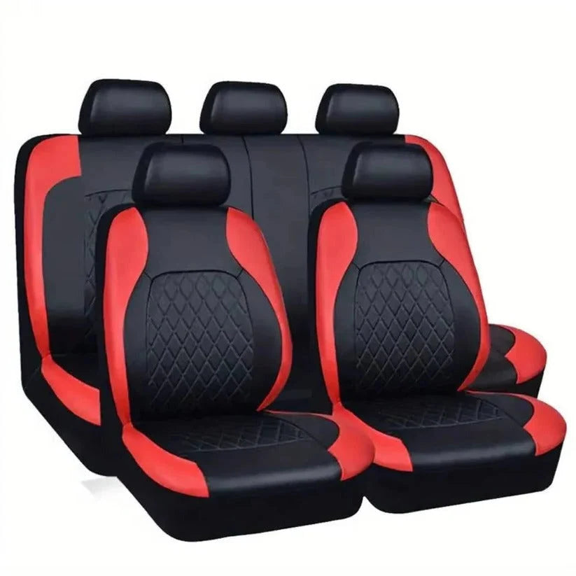 Car Seat Cover Set Waterproof PU Leather Five-Seat Coverage