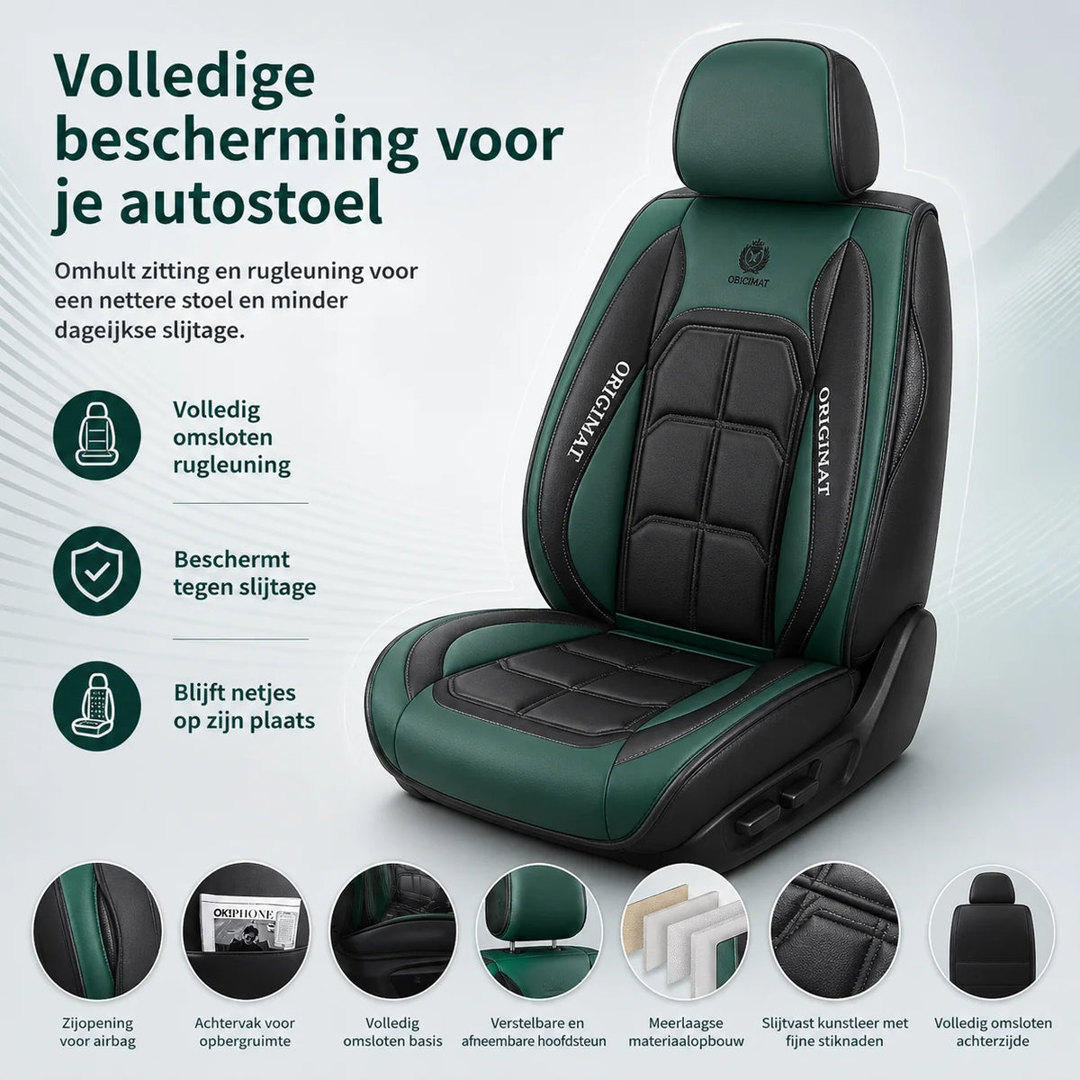 Car Seat Covers Quilted Airbag-Compatible Set of 11