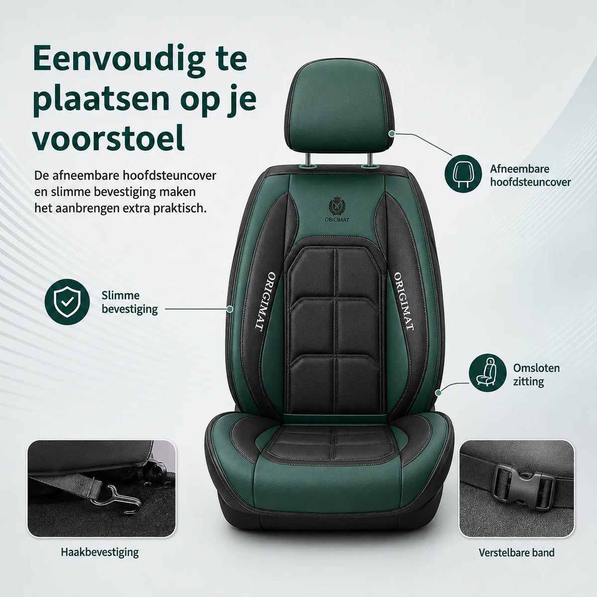 Car Seat Covers Quilted Airbag-Compatible Set of 11