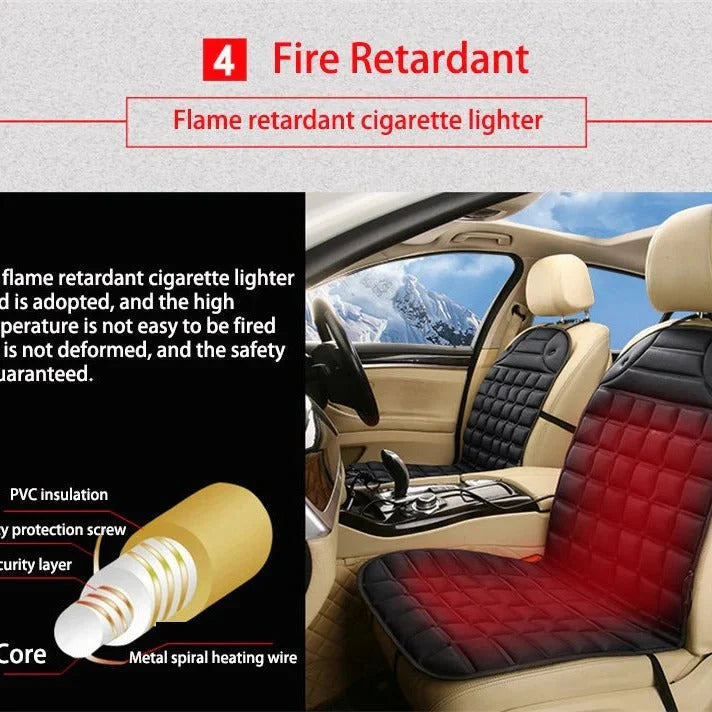 Car Seat Cushion Heated Dual Heat Levels Non-Slip Backing