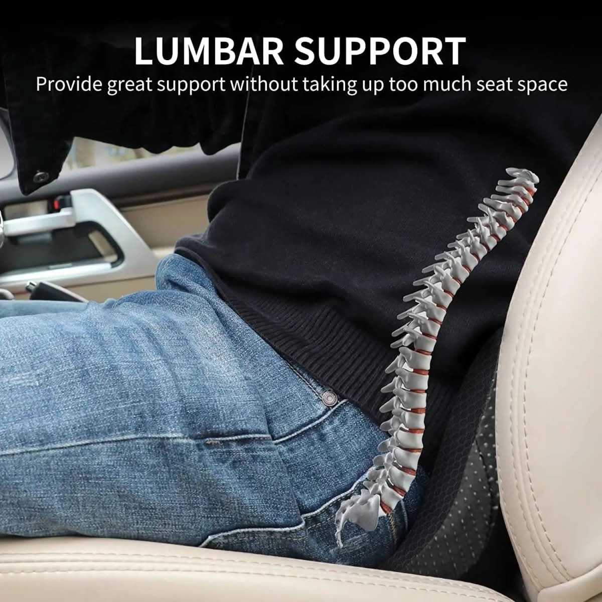 Car Seat Cushion Memory Foam Non-Slip Washable Cover