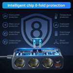 Car Socket Adapter 7-in-1 USB-C PD 30W LED Voltmeter