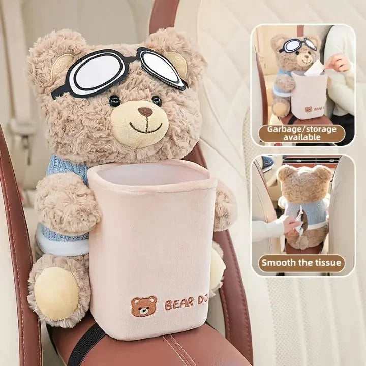 Car Tissue Organizer Plush Headrest & Console Mount