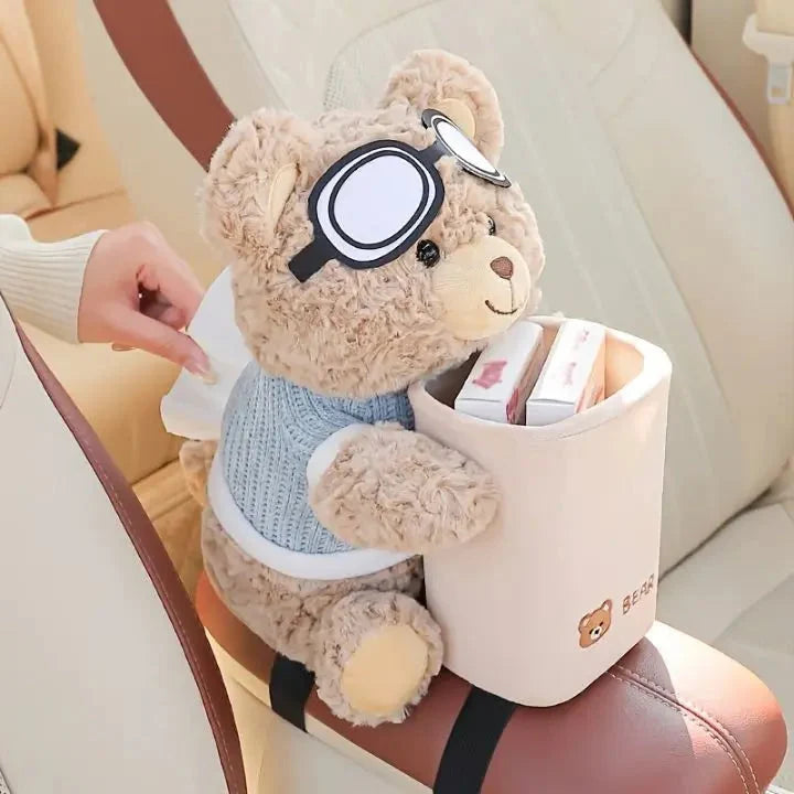 Car Tissue Organizer Plush Headrest & Console Mount