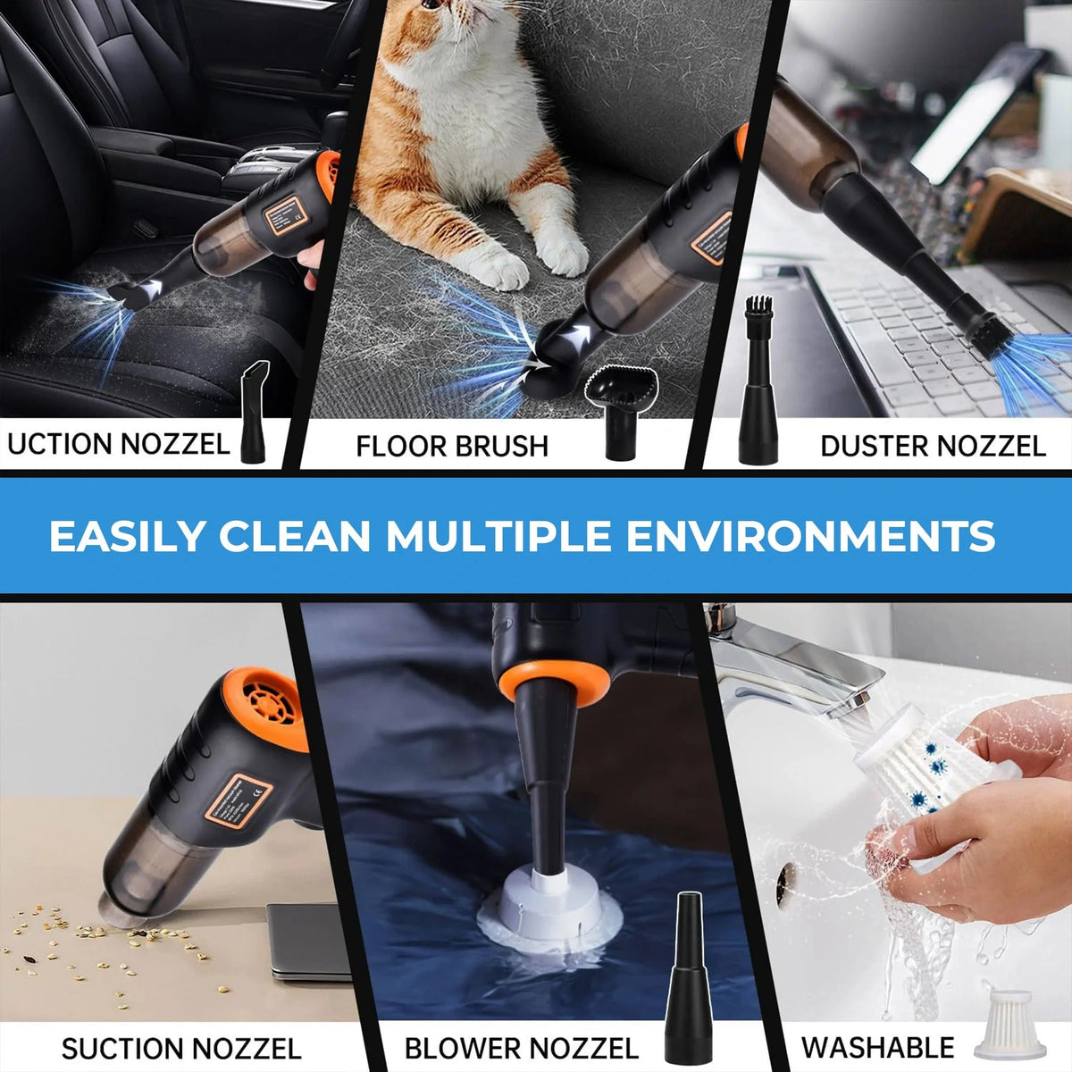 Car Vacuum Cordless Powerful Suction Washable HEPA