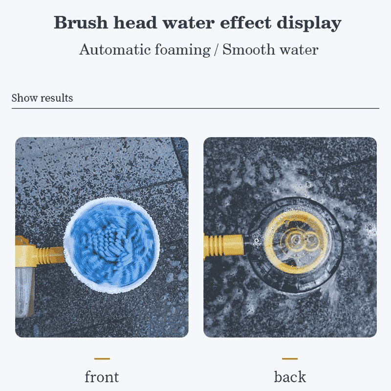 Car Wash Brush Water-Powered 360° Rotation Soft Chenille