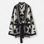 Cardigan 100% Cashmere Jacquard Knit Tassel Hem