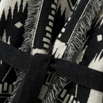 Cardigan 100% Cashmere Jacquard Knit Tassel Hem