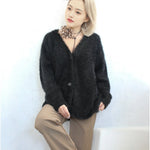 Cardigan Fluffy Mohair-Look Oversized Fit With Pockets